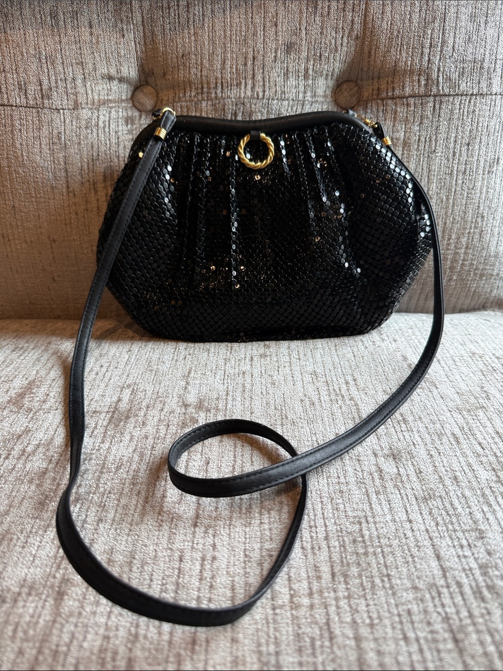 Whiting & Davis Black Enamel Mesh Evening Bag - Picture 1 of 4